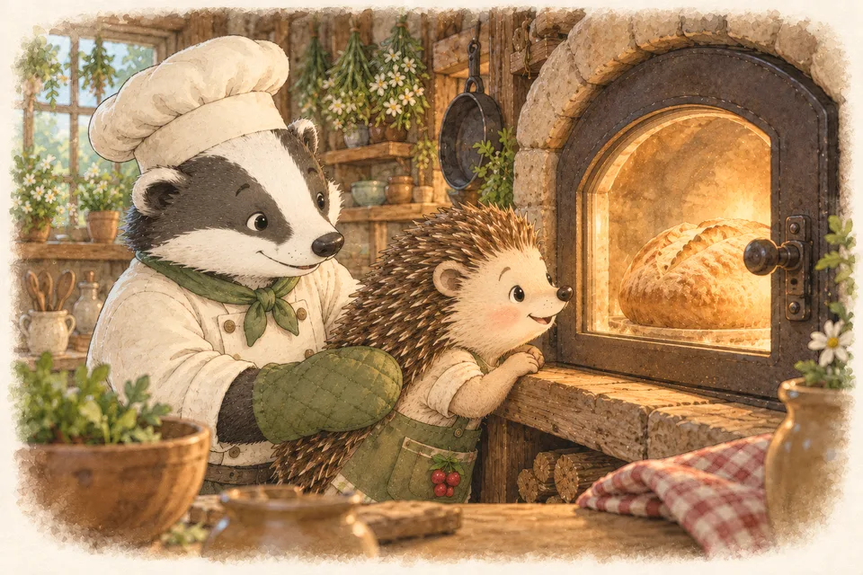 Hazel the hedgehog presses her nose to the oven window, watching a banana loaf rise